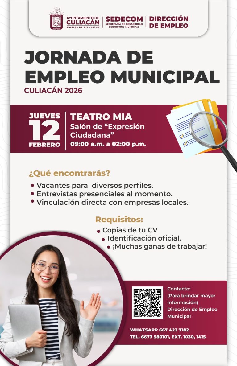 Más de 100 vacantes disponibles en la Jornada Municipal de Empleo en Culiacán