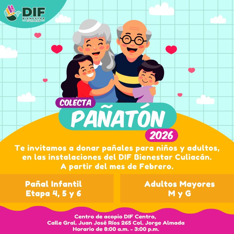 DIF Culiacán pone en marcha la colecta Pañatón 2026 en beneficio de niñas, niños y adultos mayores