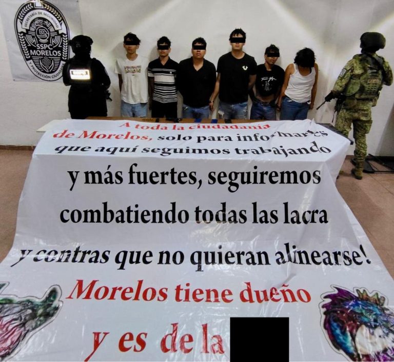 Caen 6 presuntos integrantes de La Familia Michoacana mientras colocaban narcomanta en Morelos