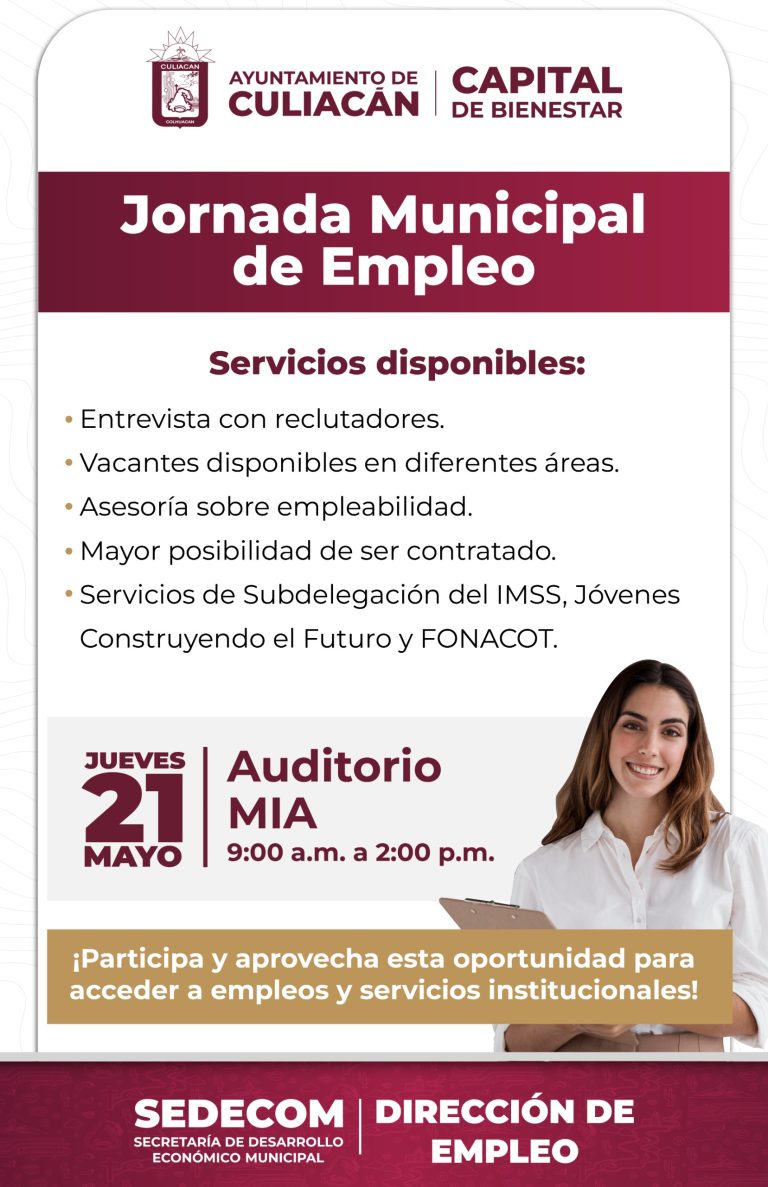 Invita Ayuntamiento de Culiacán a la Jornada Municipal de Empleo 2026 para impulsar oportunidades laborales
