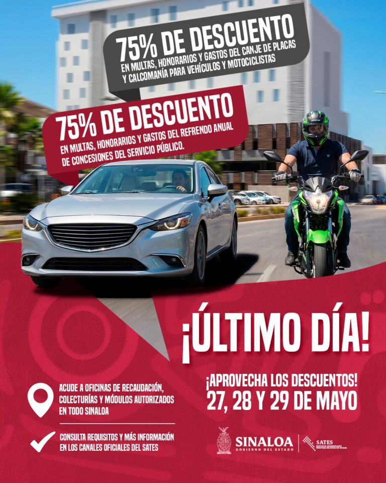 Hoy último día de descuentos y programas de regularización vehicular del SATES